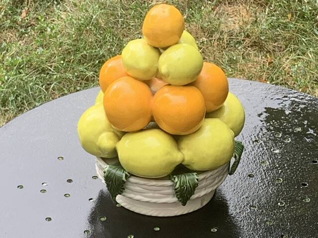 Vintage ceramic barbotine citrus fruit centrepiece