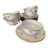 Set of 6 porcelain coffee cups and saucers PFC France