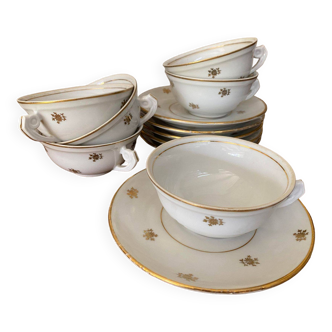 Set of 6 porcelain coffee cups and saucers PFC France