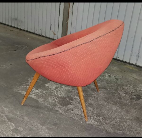 Fauteuil rond egg vintage années 50