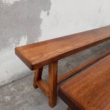Pair of old oak farm benches -2m75
