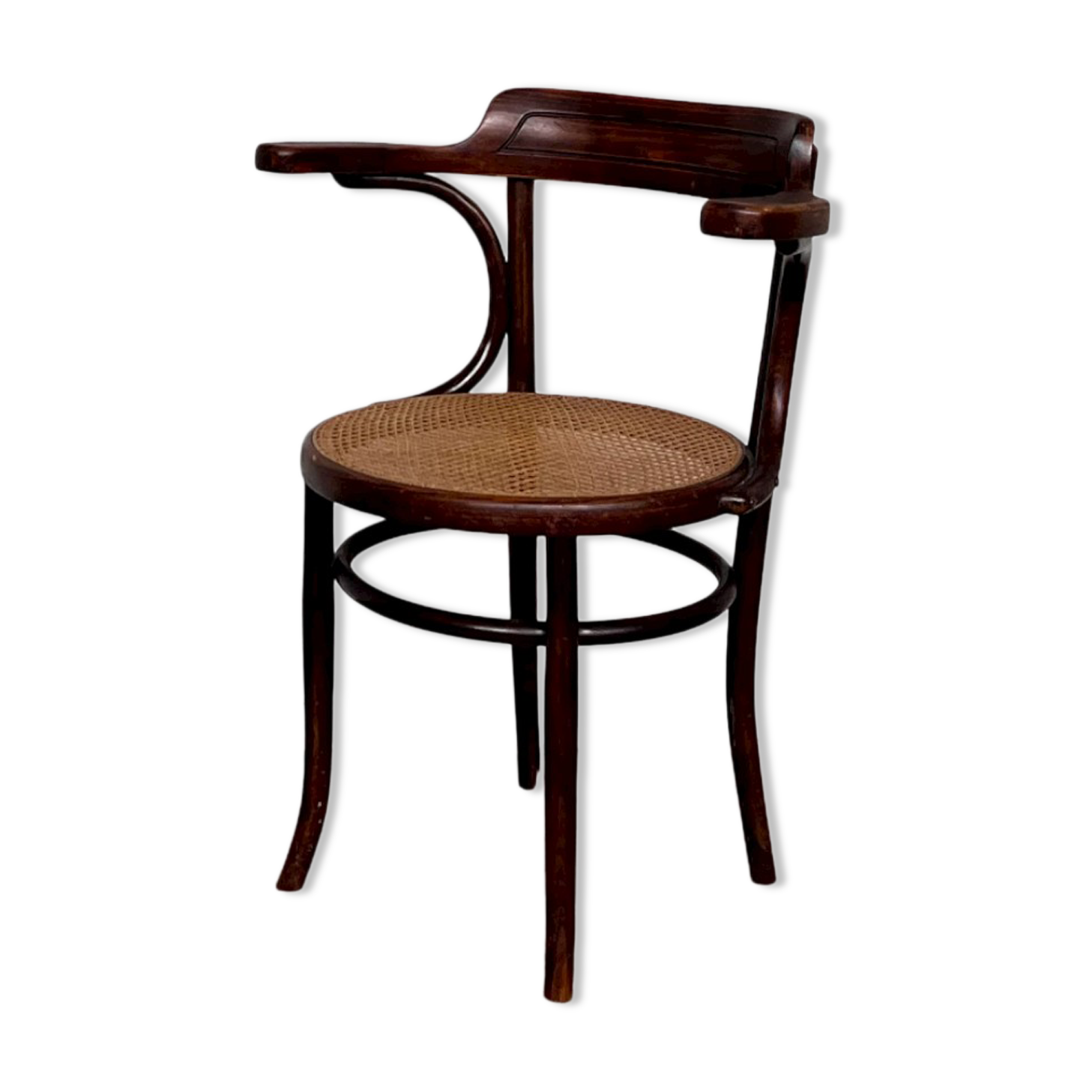 Office armchair bistrot Fischel cannée vintage cannage 1950