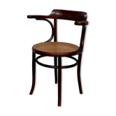 Fauteuil de bureau bistrot Fischel cannée cannage vintage 1950