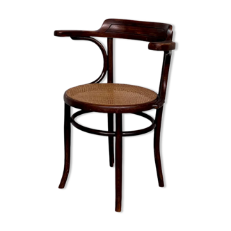 Office armchair bistrot Fischel cannée vintage cannage 1950