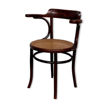 Office armchair bistrot Fischel cannée vintage cannage 1950