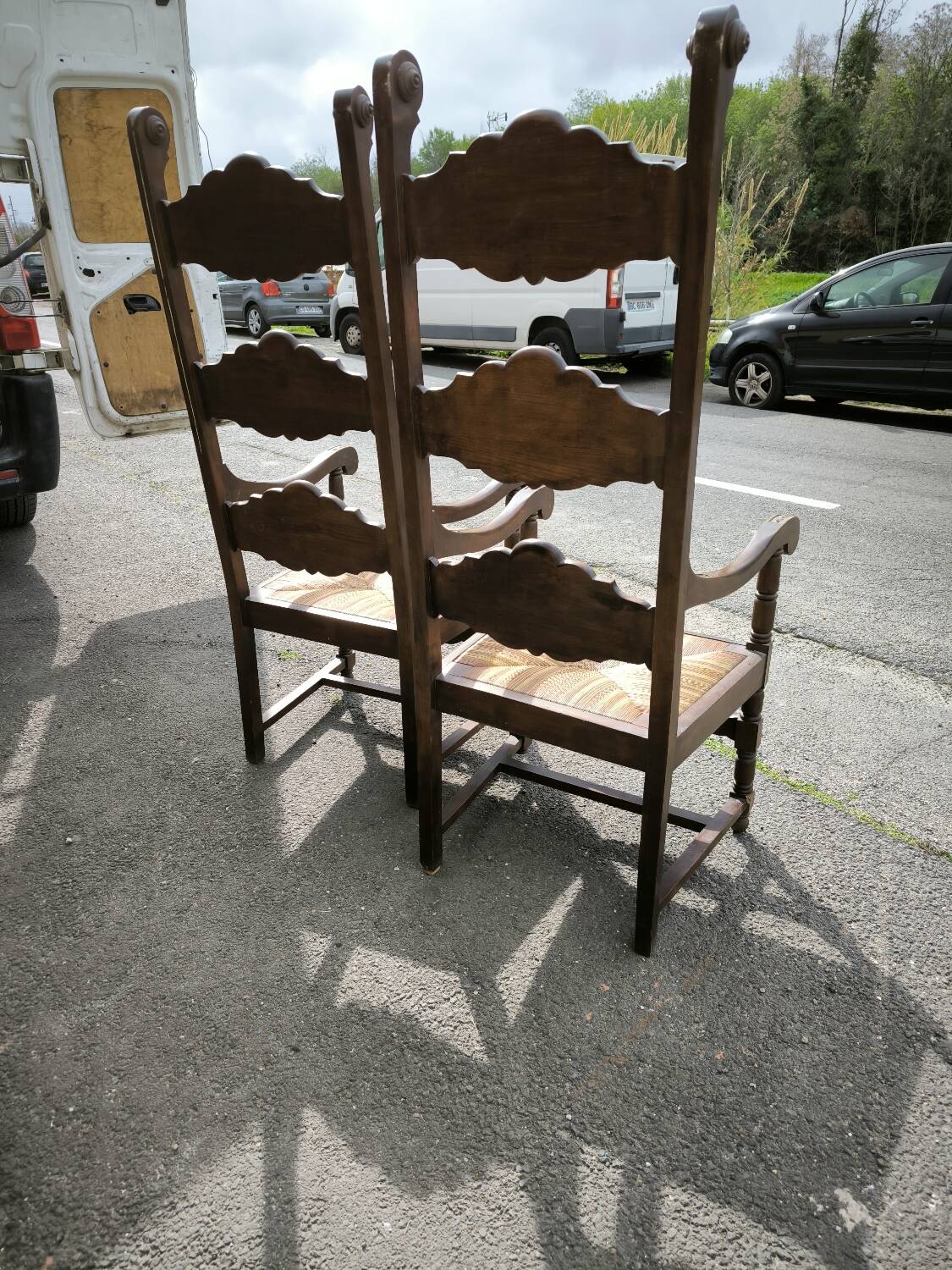 Pair of large, heavy armchairs from the late 19th century
