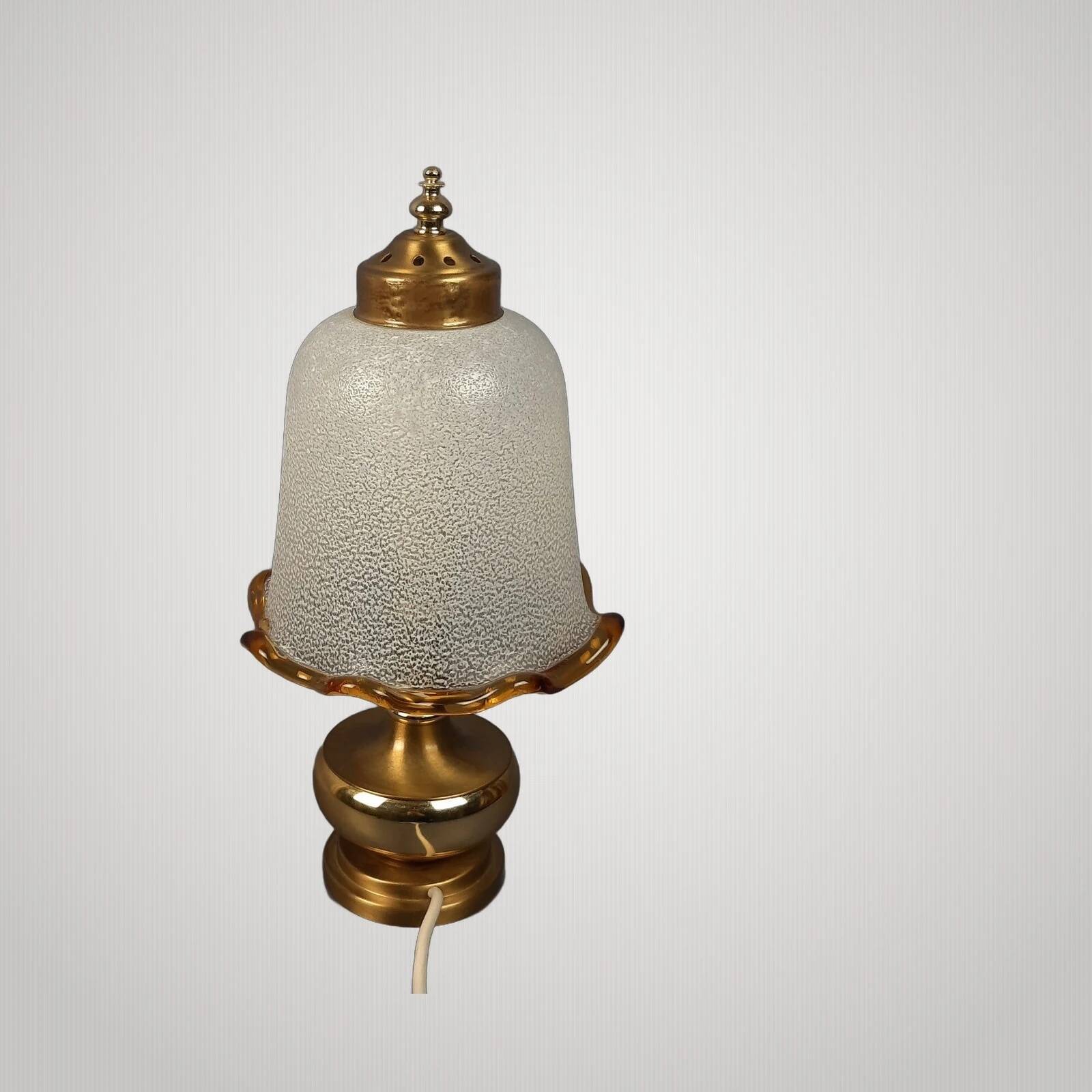 Lampe de Table Verre Murano Laiton Champignon Design Moderne Ans ‘70