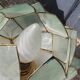 Pair of designer table lamps in turquoise blue green capiz mother-of-pearl from the 70s