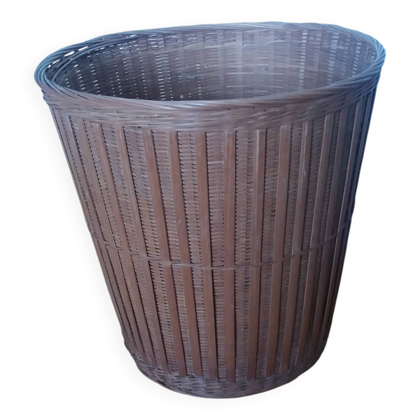 Corbeille à papier en rotin osier, panier ou cache pot