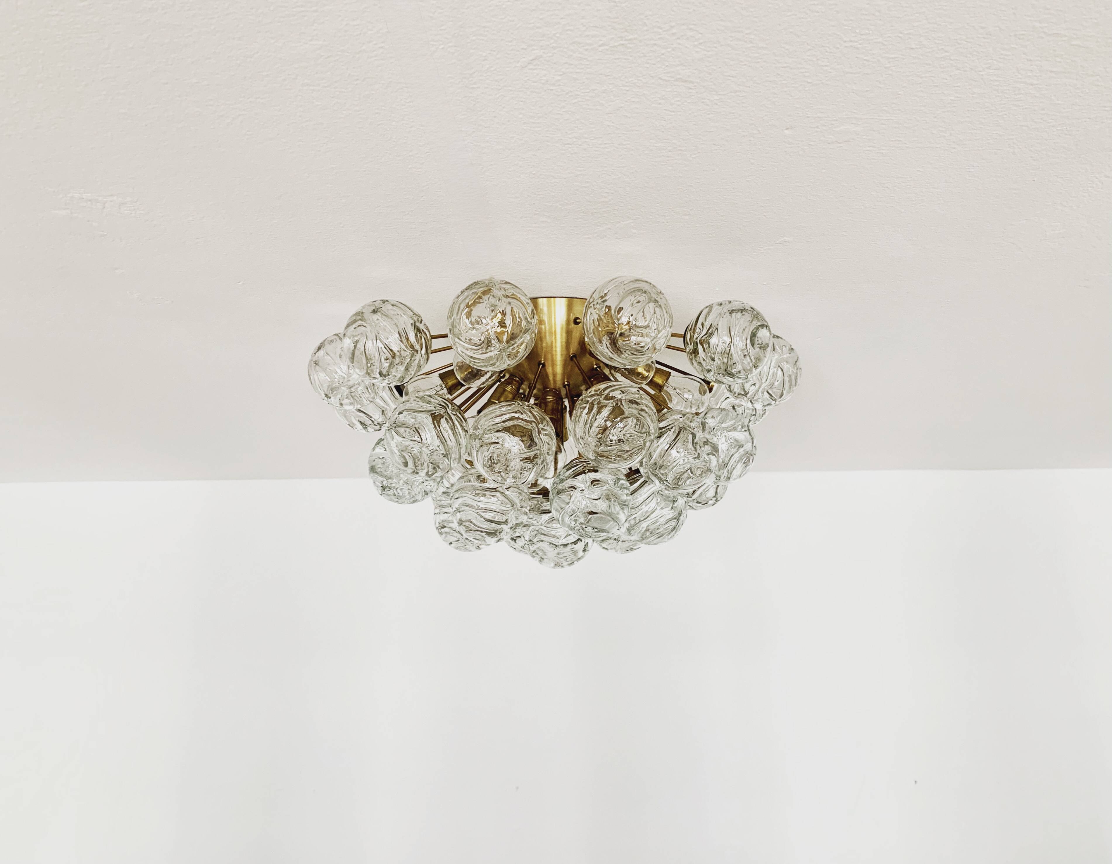 1 of 2 Amazing Golden Bubble Glass Flush Lamps by Doria