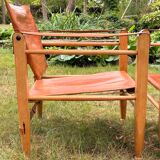 A pair of Danish beechwood and leather Safari armchairs - 1960