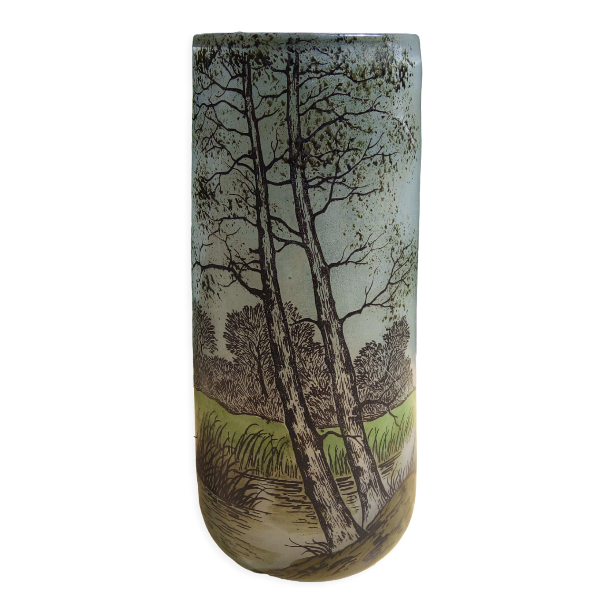 Glass vase signed Joma