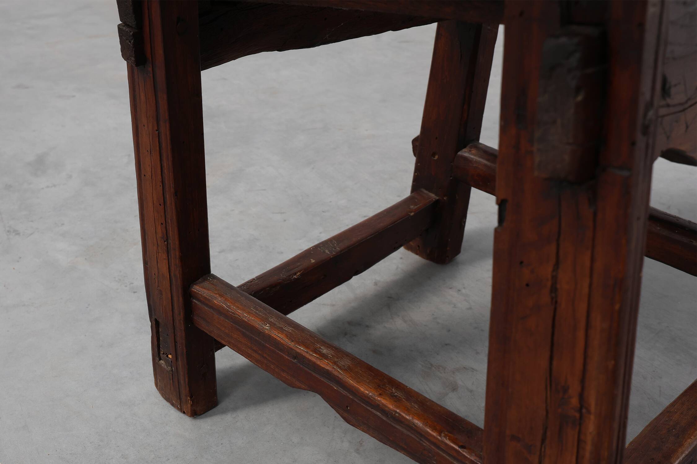 17th Century Spanish Oak Side Table with Drawer in Wabi Sabi Style