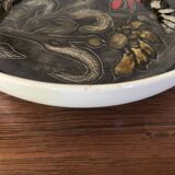 Glazed ceramic dish with flower decoration by Youen