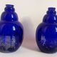 Pair of colbat blue art deco vase with silver leaf inclusions height 24 cm