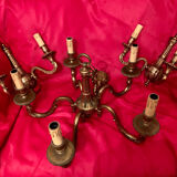 5-spoke chandelier and its 2 sconces in real bronze
