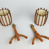 Paire d'appliques vintage en rotin
