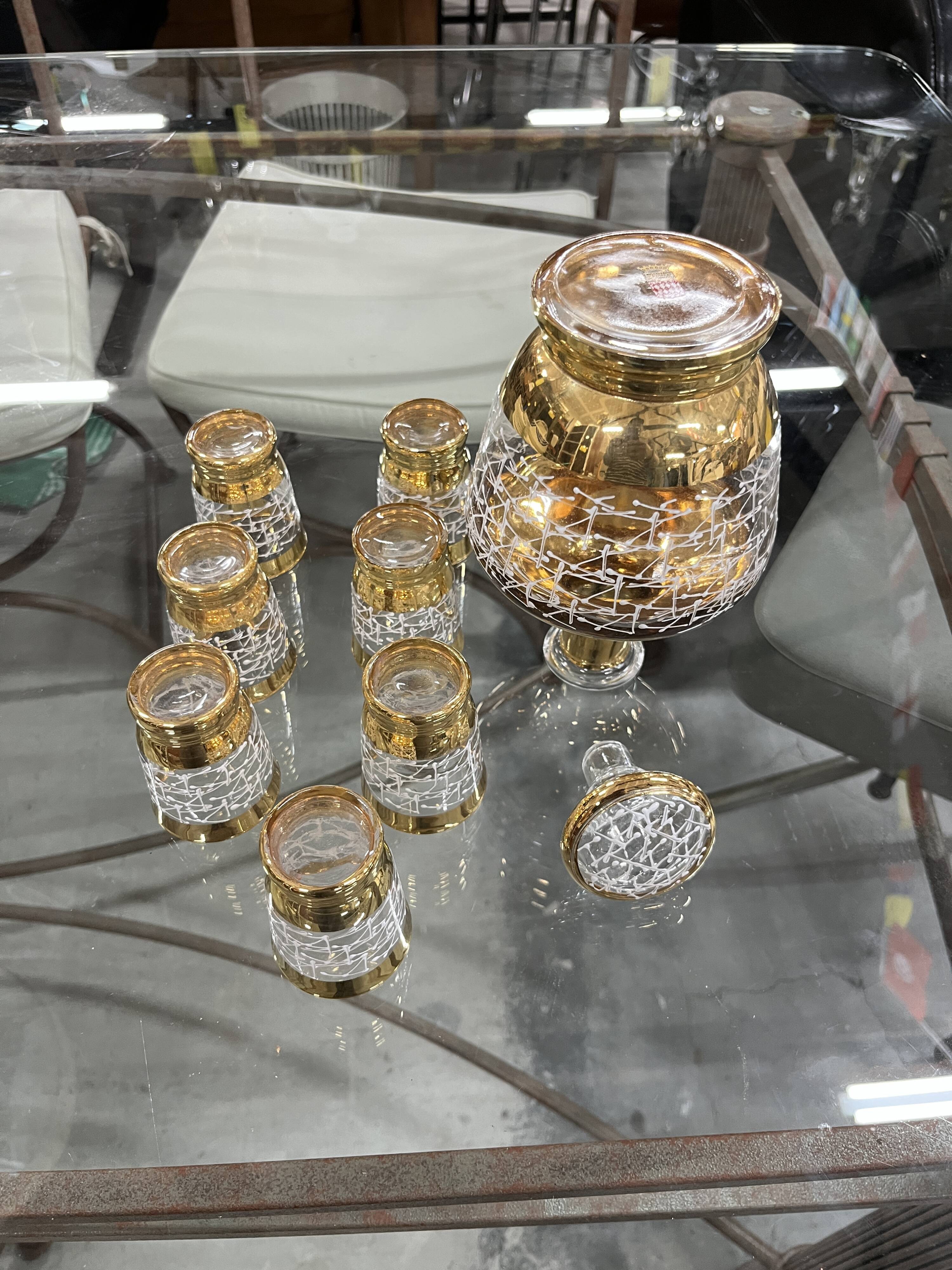Service alcool carafe verres liqueur Verrerie de Monaco