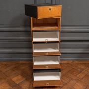 Furniture Cardboard chiffonnier leather patina fawn struck with iron 5 drawers