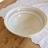 Old earthenware salad bowl Céranord Saint-Amand – Red and blue rim
