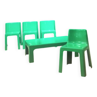 Ensemble de 4 chaises 1 table basse