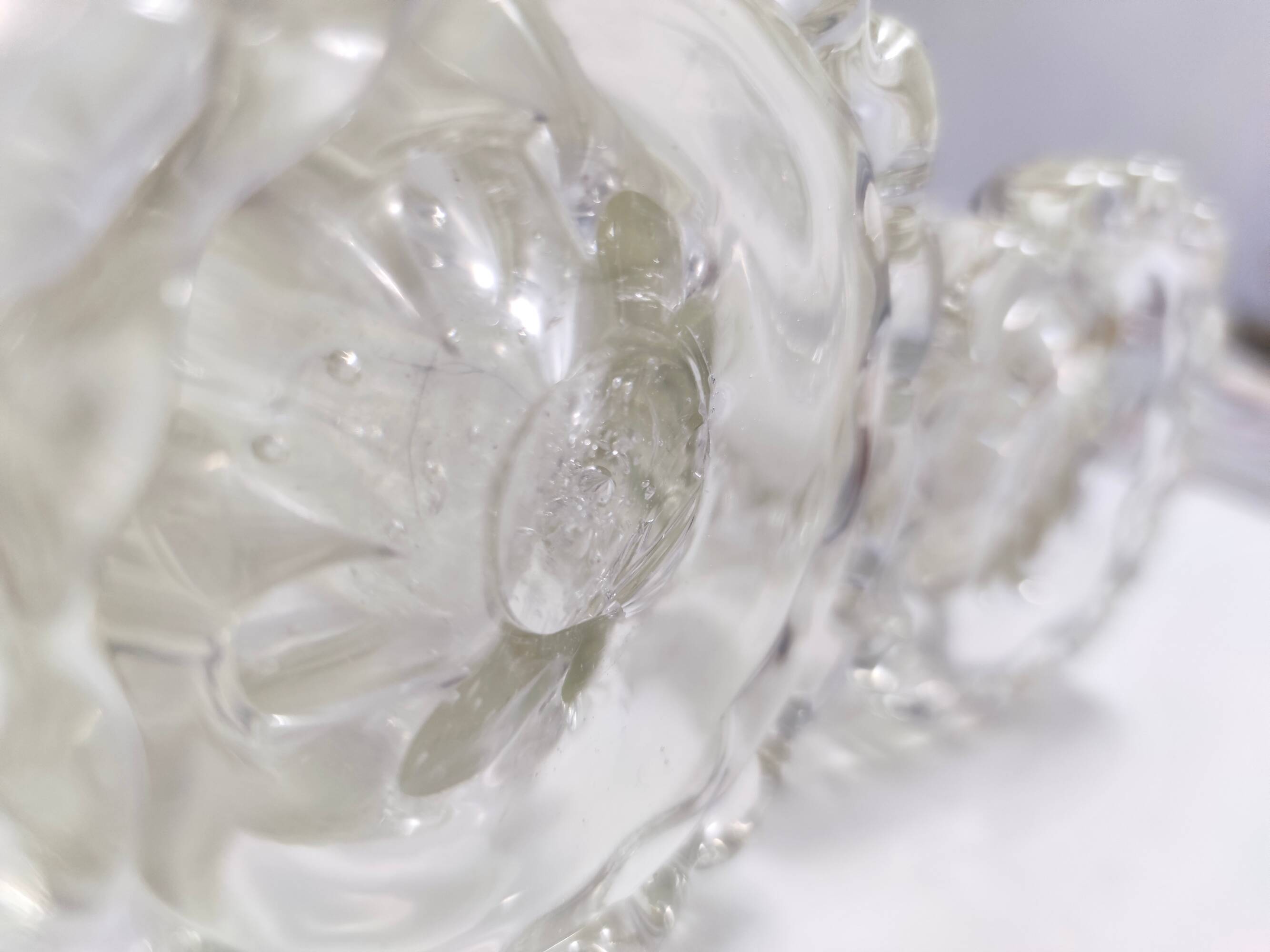 Vintage Pair of Transparent Bullicante Murano Glass Vases by Ercole Barovier