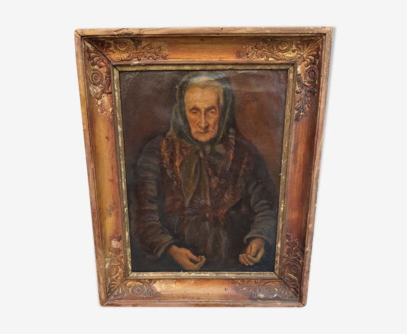 Portrait vieille femme provençale - Huile fin XVIIIème Empire