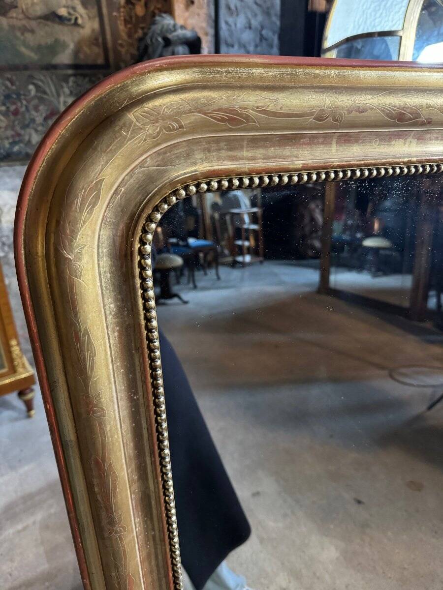 Pair of Louis Philippe period mirrors in gilded wood 1.30m x 89cm