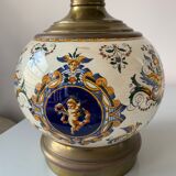 Ancienne lampe en faience de Gien décor renaissance 1876