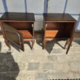 Paire de tables de chevet vintage des années 60 en chêne