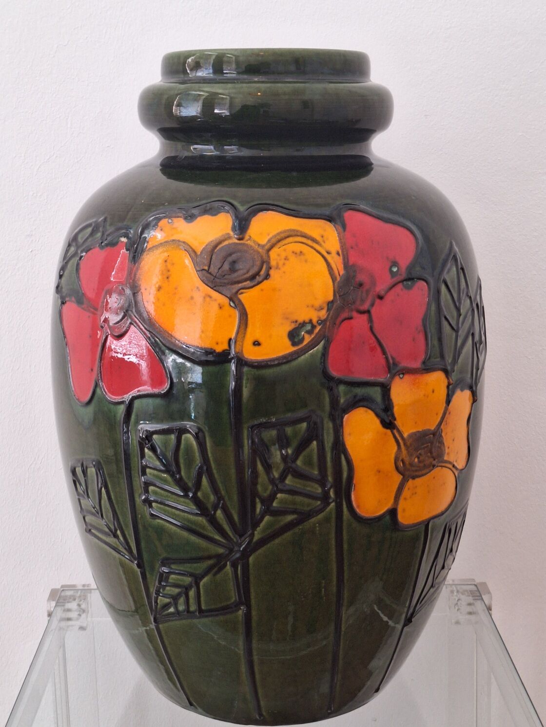 Brutalist large mid century ceramic floor vase, 1960s
