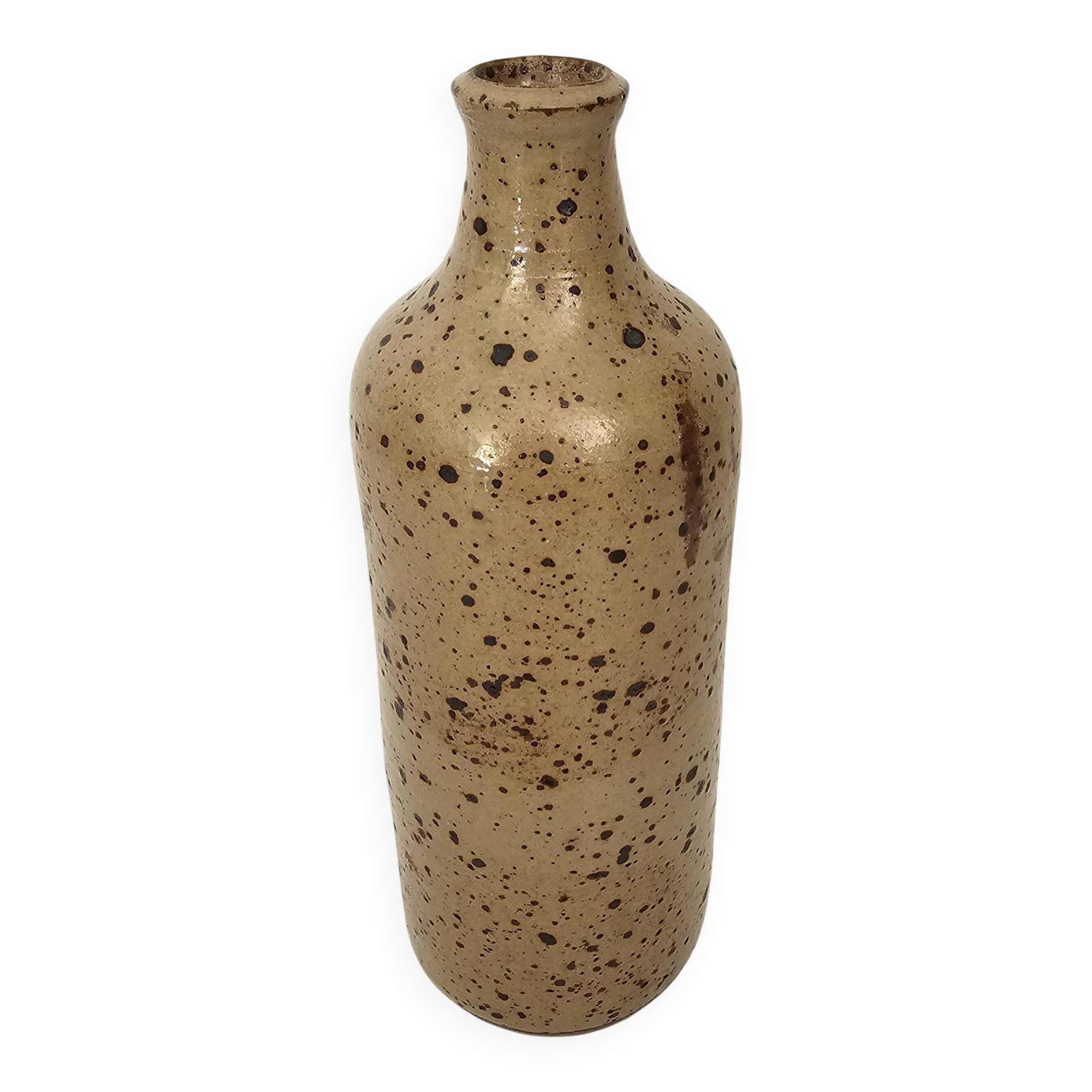 Pyrite stoneware single-flower vase in the shape of a bottle signed Aular?