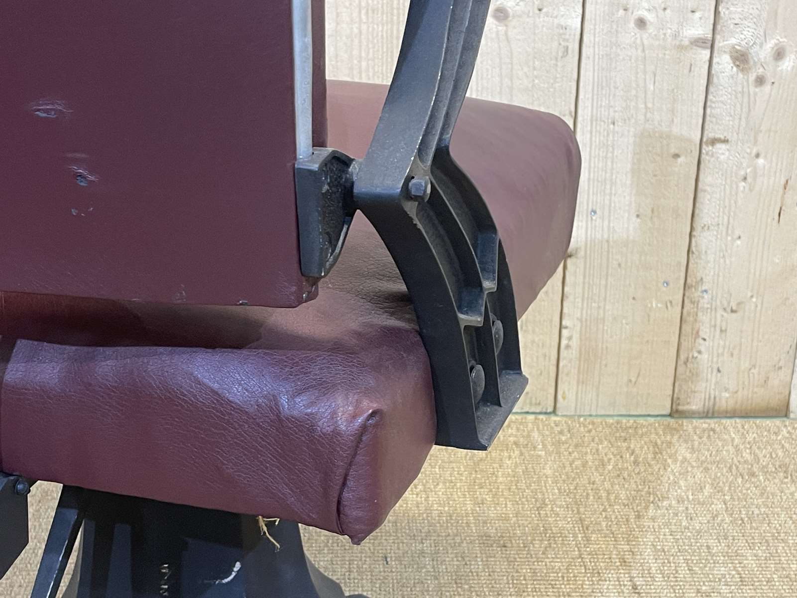 1950s hairdresser's chair covered with skaï - slightly reclining backrest
