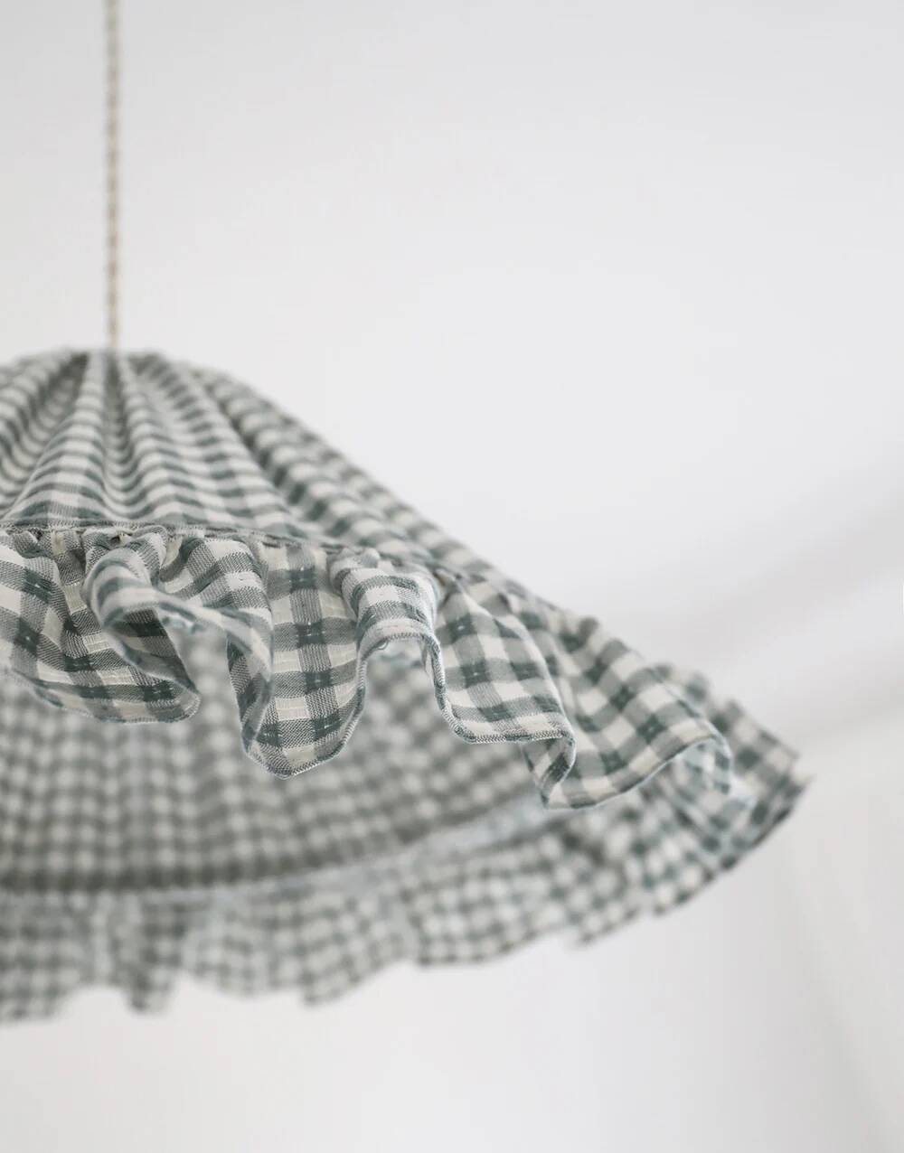 Emilia "small green squares" conical textile suspension with flounce