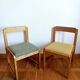 Six Scandinavian style chairs in elm and fabric.