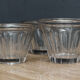 3 conical jam jars, blown glass