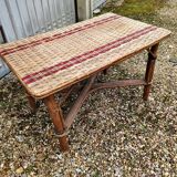 Vintage wicker rattan coffee table