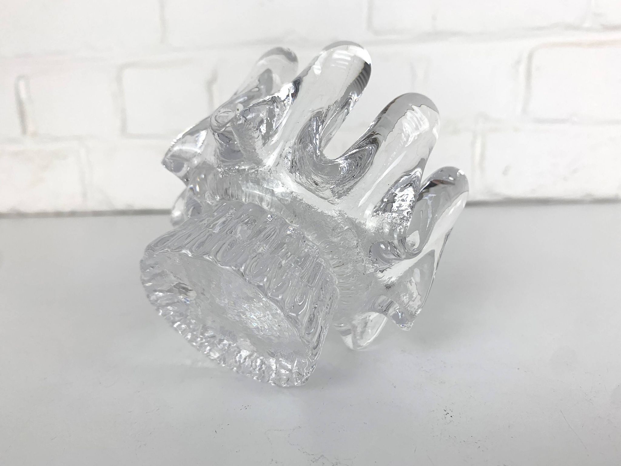 Sunflower glass candle holder, Göran Wärff for Kosta Boda, Sweden, 1970s