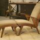 Fauteuil scandinave et deux ottomans 1960’s