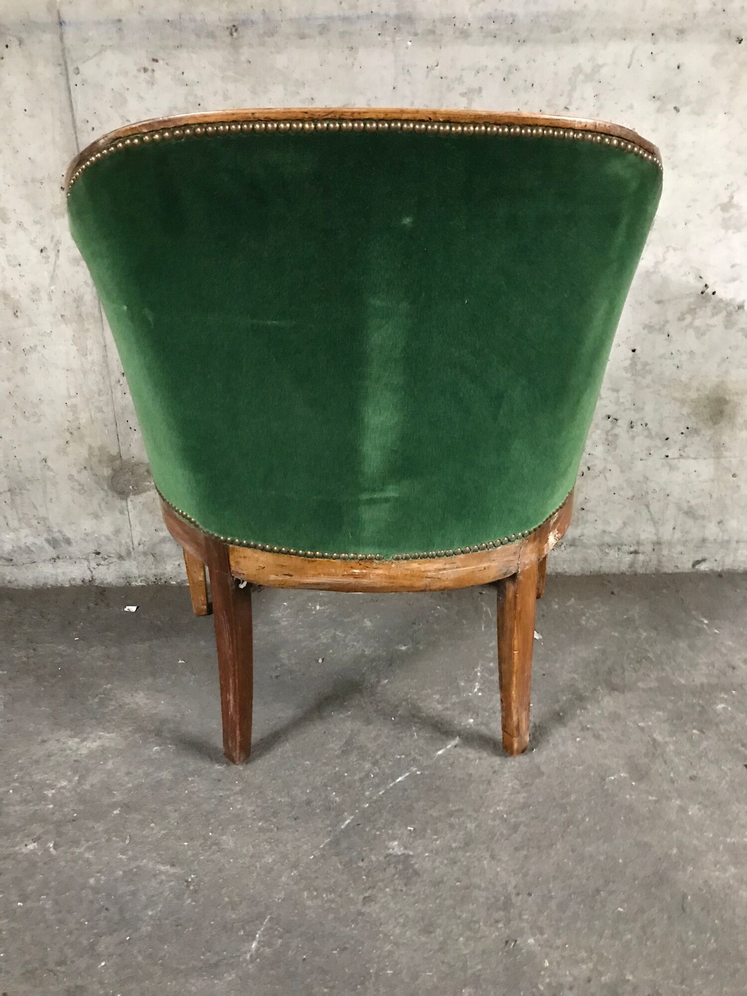 Office velvet green louis XVI bergere Chair