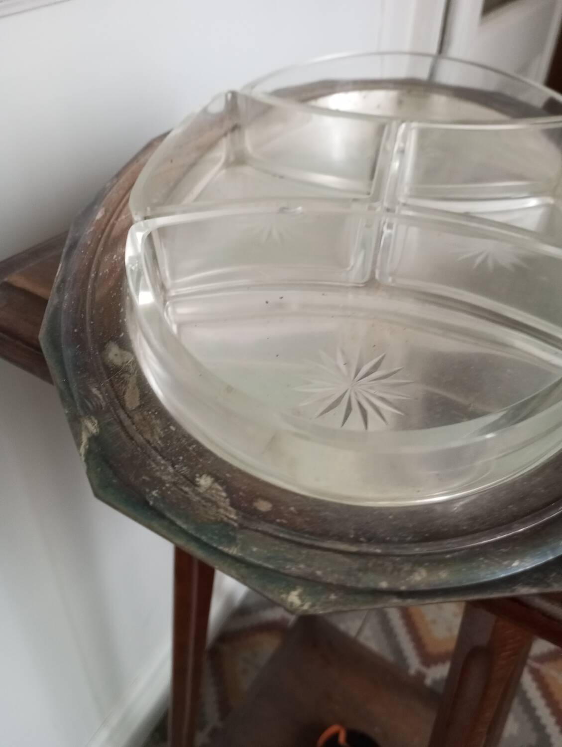 Silver-plated metal appetizer serving tray