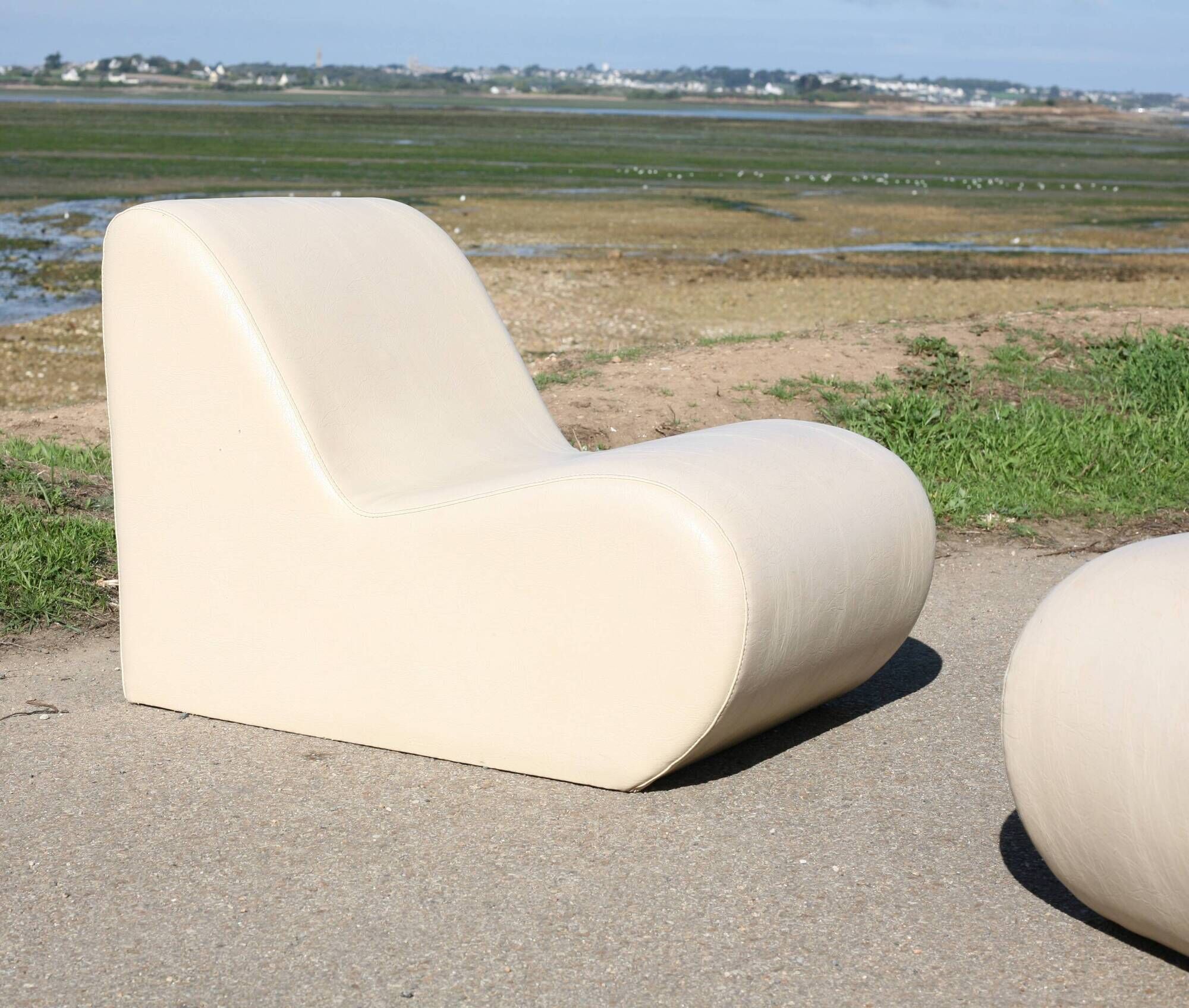 Pair of vintage armchairs, 1970s, faux leather