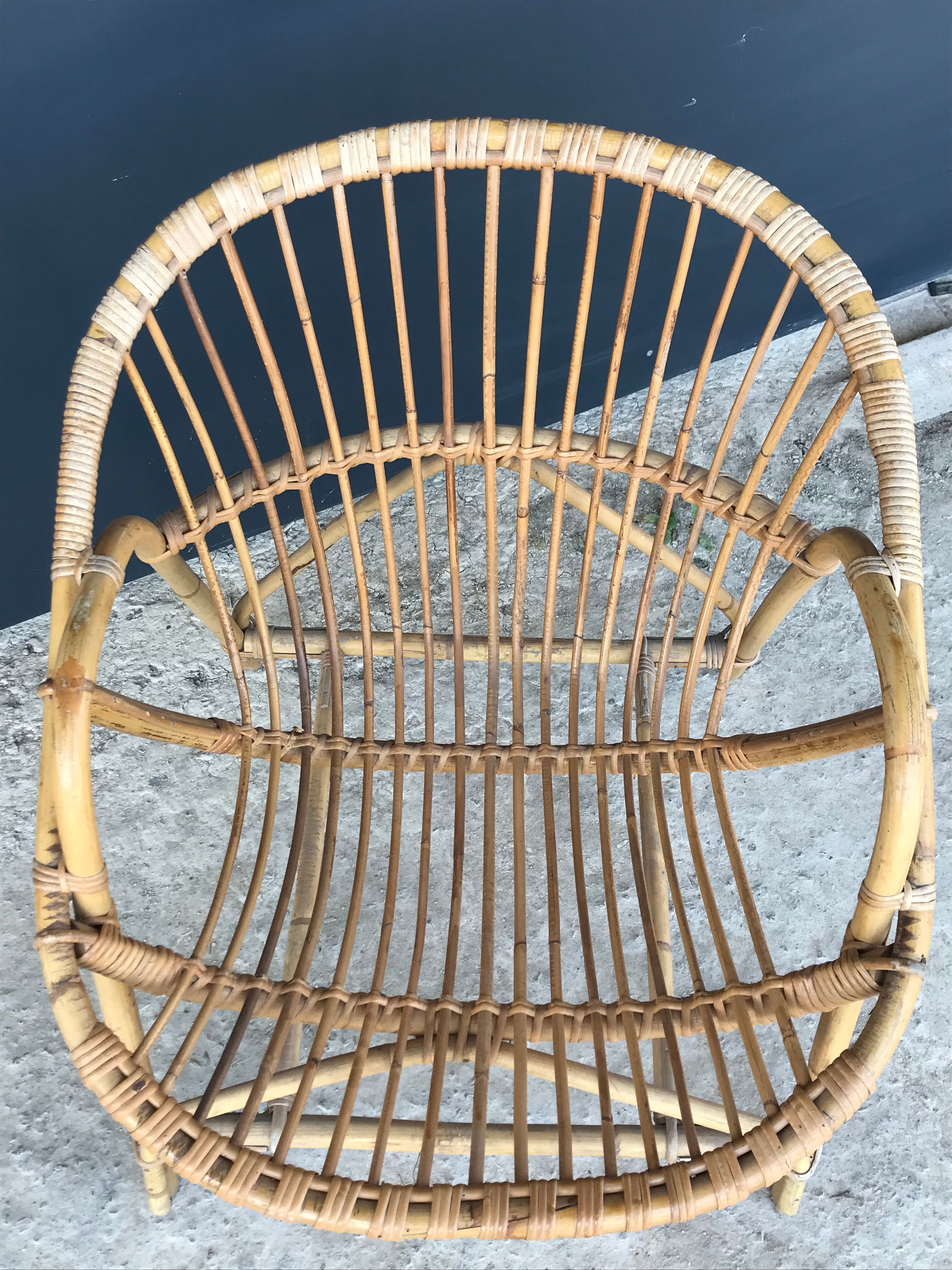 Rattan shell armchair