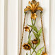 Large vintage Italian wall sconce with golden flowers, Florentine style.