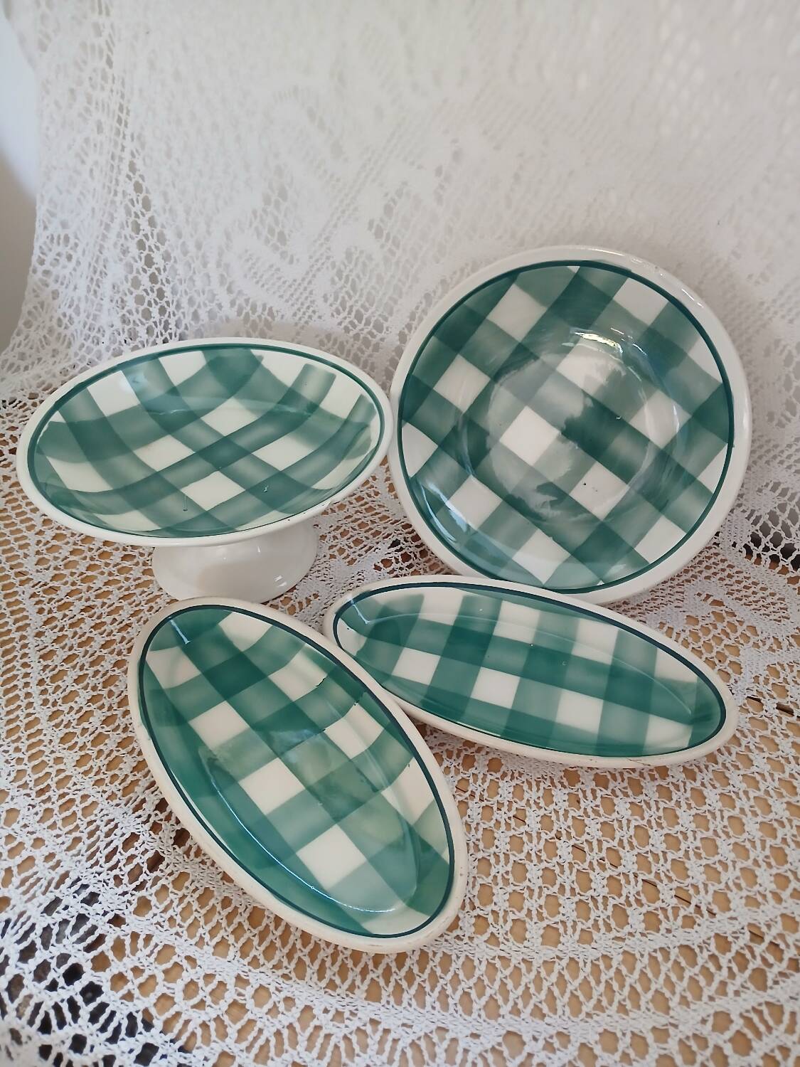Set of antique Scottish tile dishes