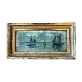 Tabeau ancien - marine - gilded wood frame