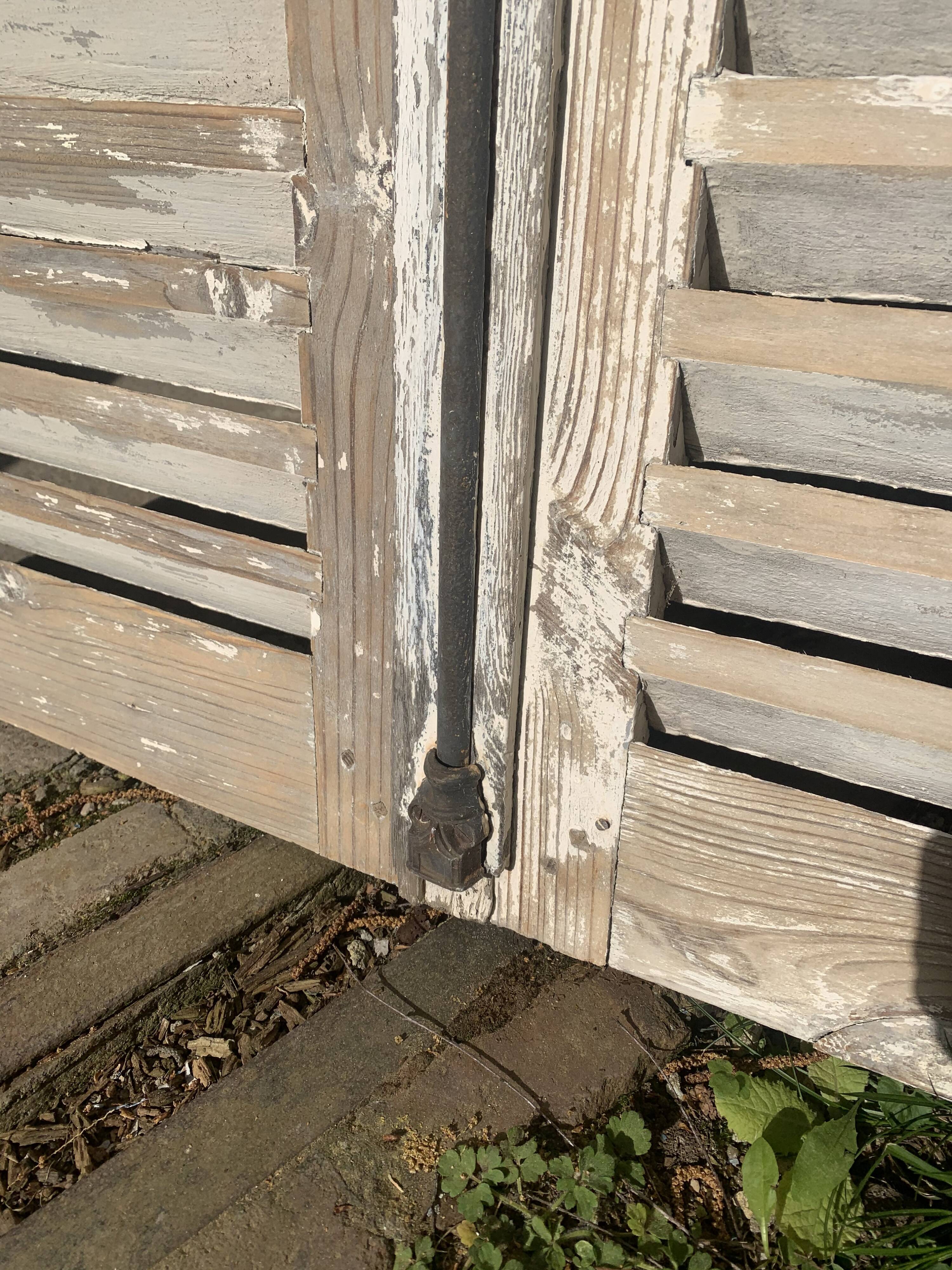 Paire de persiennes en bois patiné