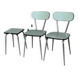 Almond green Formica chairs and stool