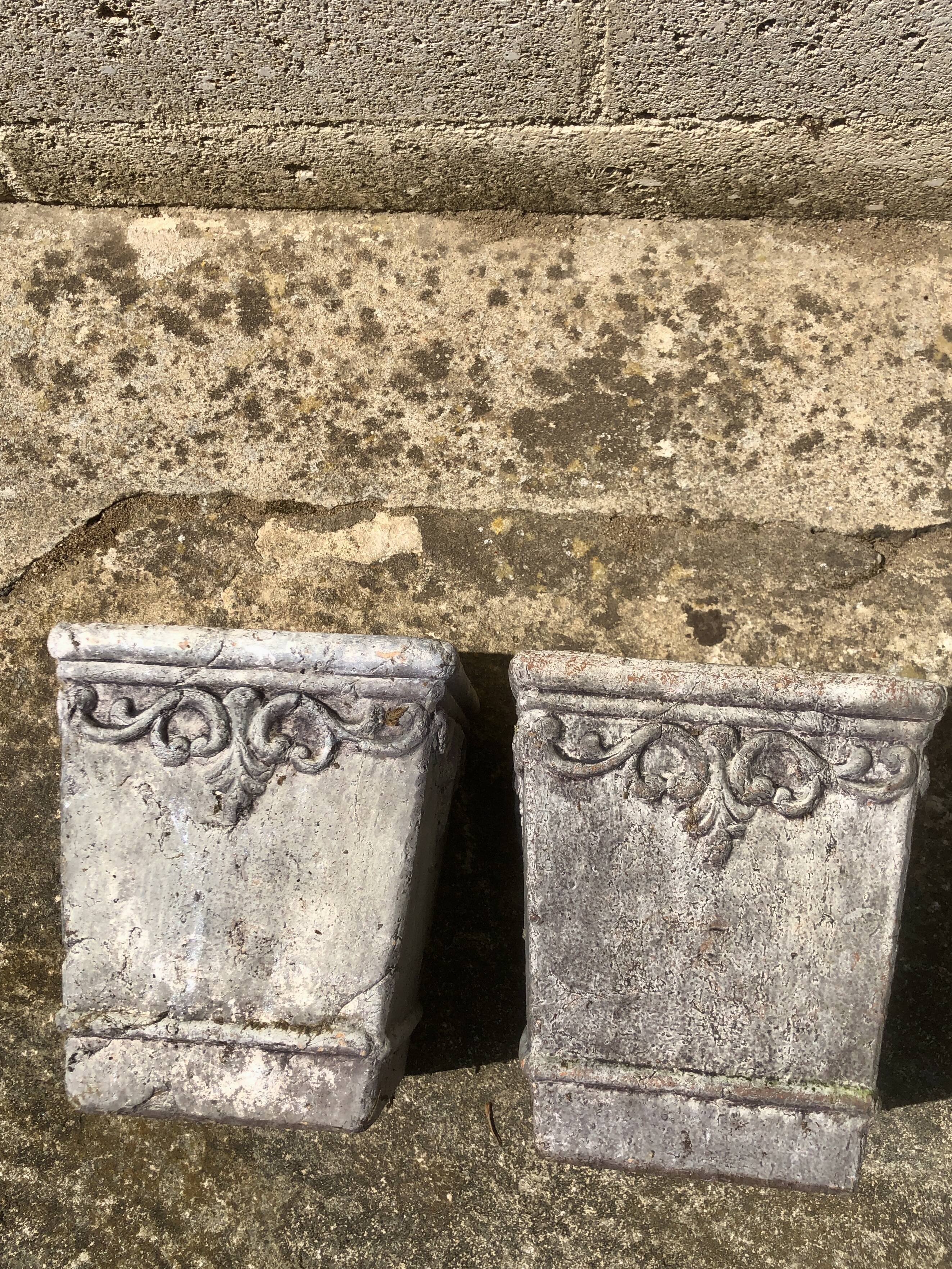Lot of 2 cement fiber planters