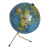 Globe vintage 1960 terrestre doré Taride tripode mappemonde - 28 cm